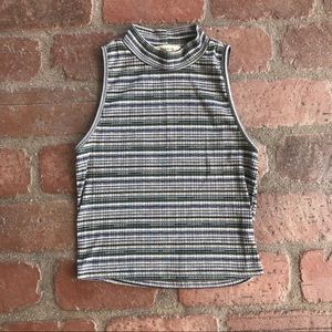 Trendy High Neck Stripe Tank